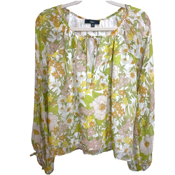 Lulu’s Bloom Service Green Floral Print Bloom Sleeves Size Small ( NWOT) - Picture 5 of 11